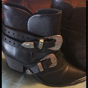 Nasty Gal Blk Leather Gorgeous Detailed Boots8(38)